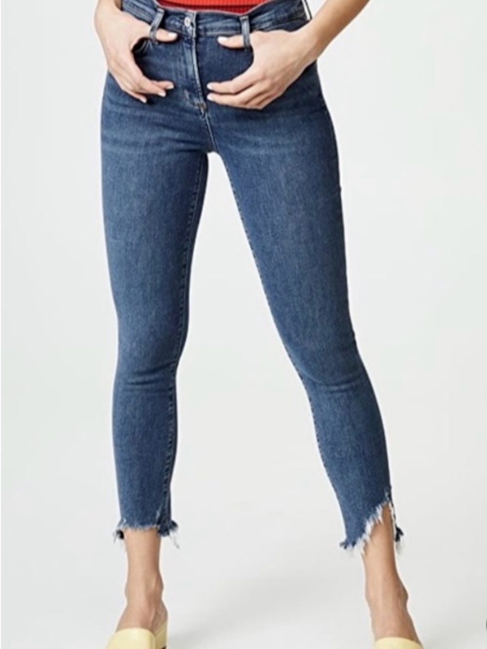 Agolde Sophie Skinny Blue Jeans with Raw Hem Size 26 - Picture 2 of 7
